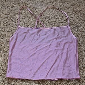 Pink Backless Crop Camisole Top one size as is silky pj feminine lingerie tank
